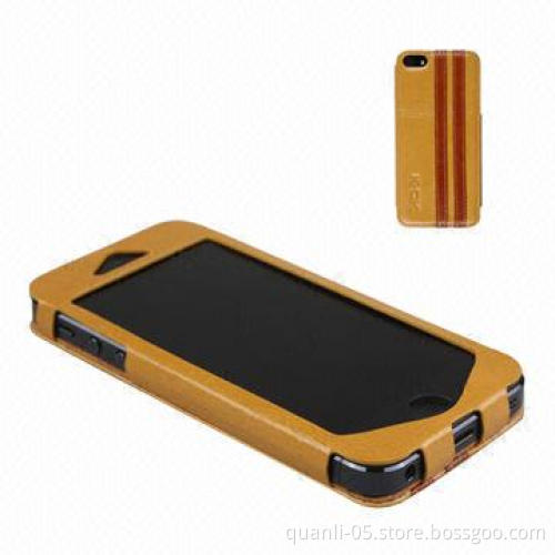 PU or Genuine Leather Cases for iPhone 5 Fitted Case, Standing Function